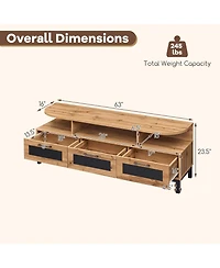 Slickblue Modern Tv Stand with 3 Drawers and Open Shelves