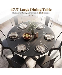 Slickblue Modern Round Dining Table 4-6 Seater with Storage Shelf Metal Base