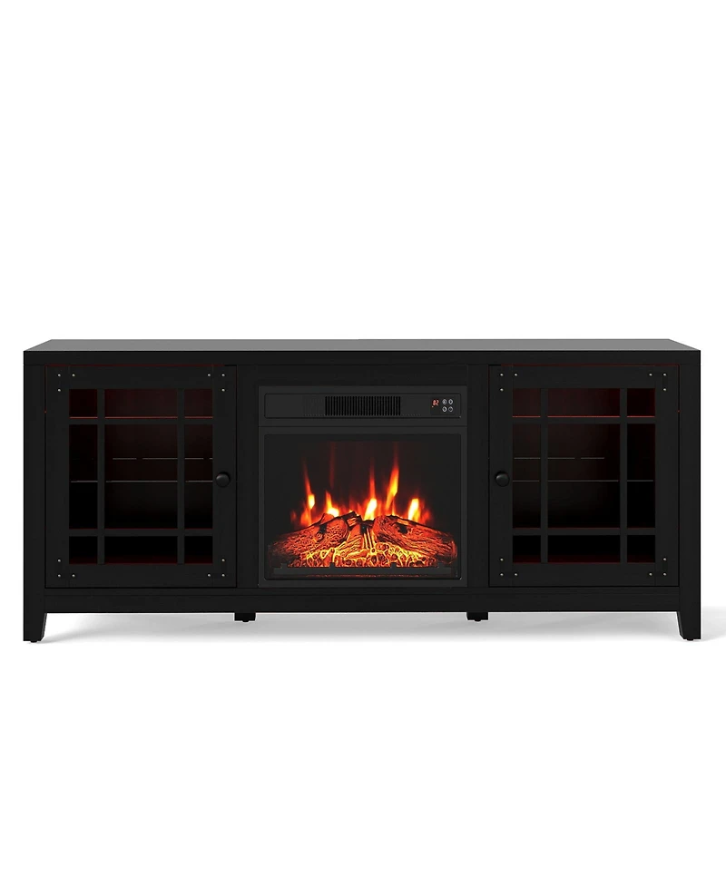 Slickblue Modern Tv Stand with 18 Inch Fireplace and Led Lighting