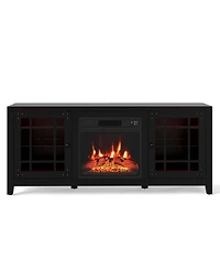 Slickblue Modern Tv Stand with 18 Inch Fireplace and Led Lighting