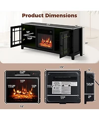 Slickblue Modern Tv Stand with 18 Inch Fireplace and Led Lighting