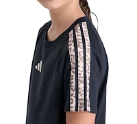 adidas Girls' 8-16 Short-Sleeve Printed 3-Stripe Raglan T-Shirt