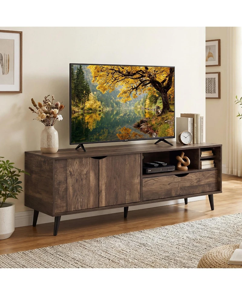 Slickblue Tv Stand for 65" TVs Rustic Entertainment Cabinet
