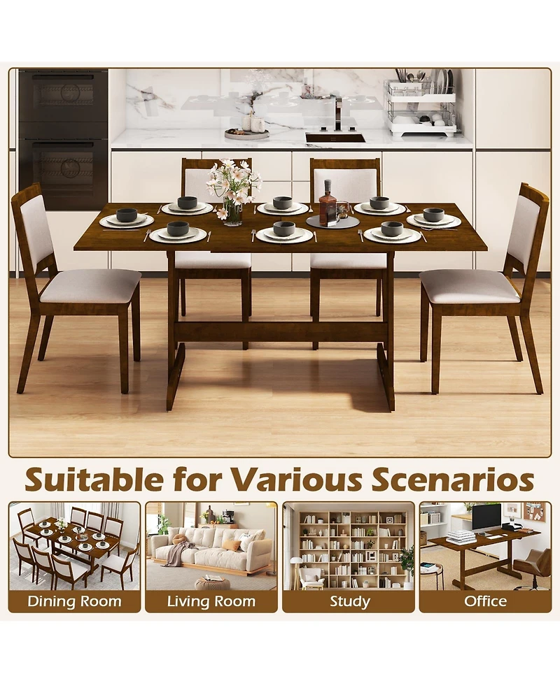 Slickblue Wooden Kitchen Dining Table for 6-8 People with Rubber Wood Legs
