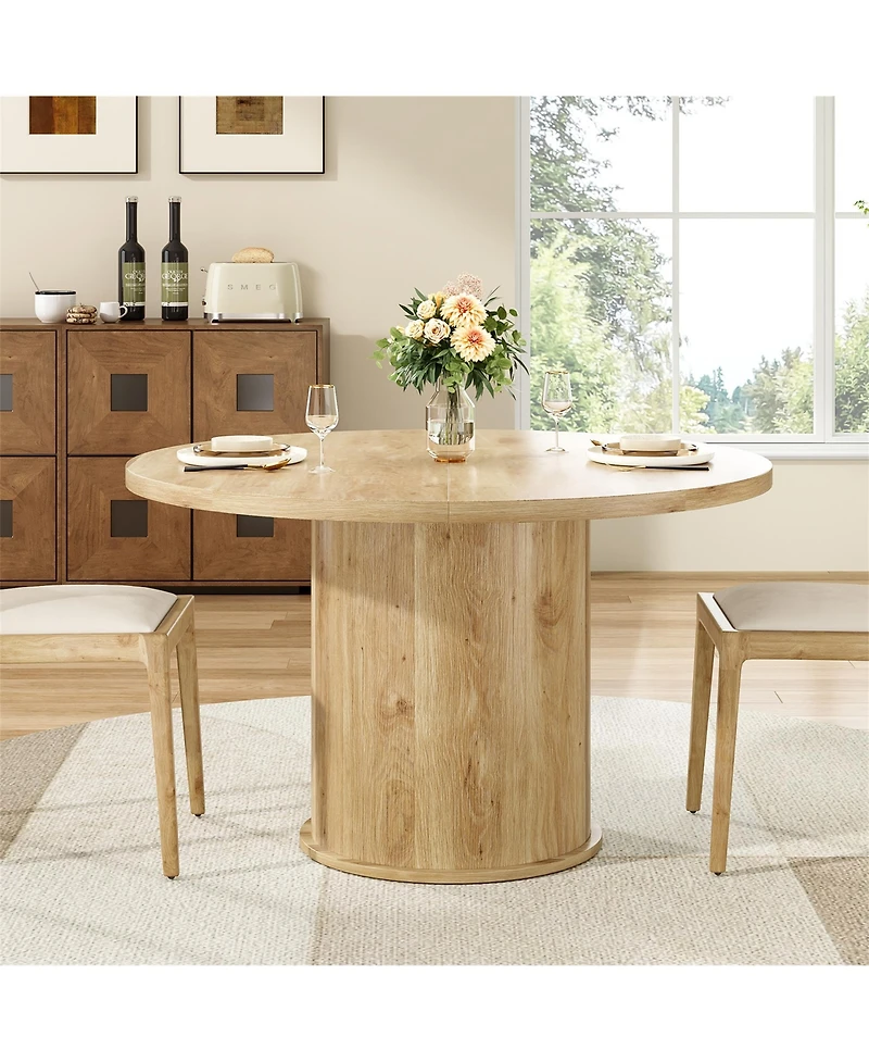 Clihome 43" Round Dining Table Wooden for Room
