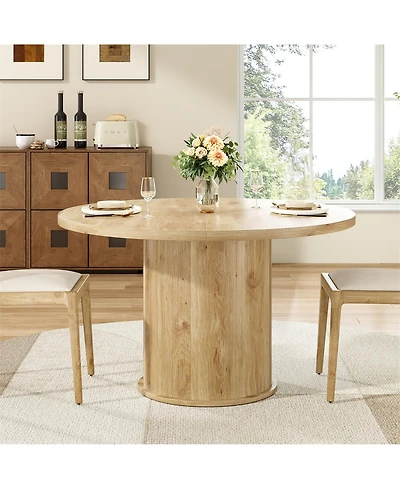 Clihome 43" Round Dining Table Wooden for Room