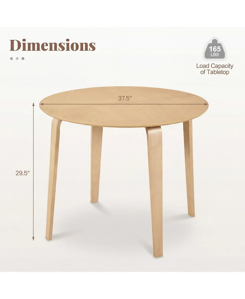 Slickblue Small Space Round Dining Table with Rubber Wood Legs for Home Use