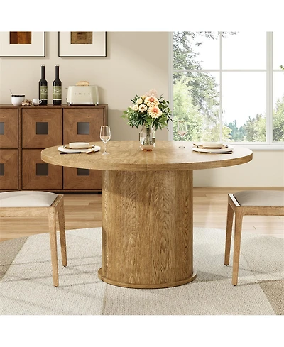 Clihome 43" Round Dining Table Wooden Table for Dining Room