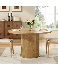 Clihome 43" Round Dining Table Wooden Table for Dining Room