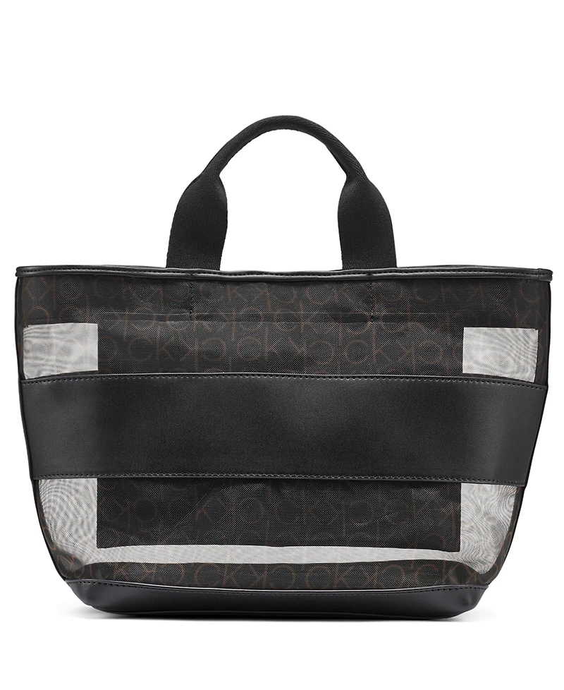 Calvin Klein Averil Signature Mesh Zip-Top Webbed Strap Crossbody Handbag