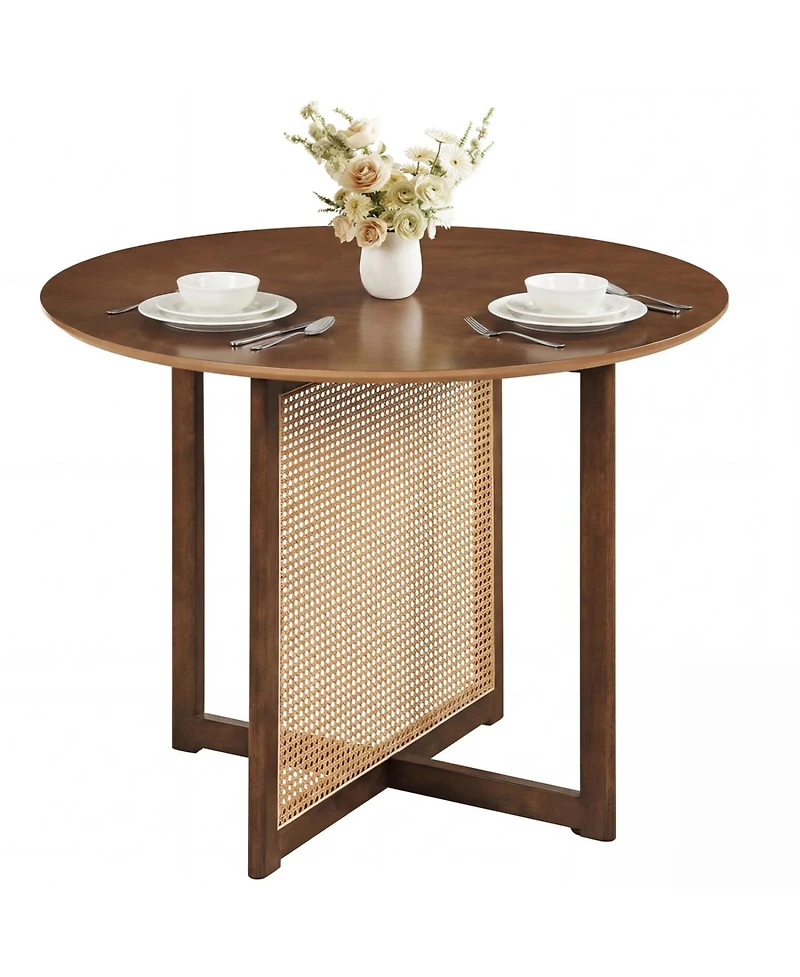 Slickblue Kitchen Round Table with Cross Pedestal Base for 2-4 People