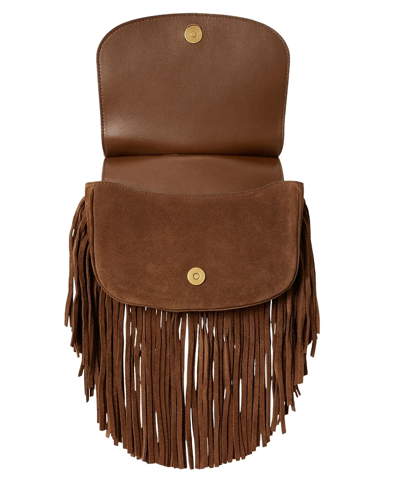 Lauren Ralph Lauren Marcy Fringe Trim Small Crossbody Handbag