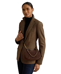 Lauren Ralph Marcy Suede Zipper Mini Shoulder Handbag