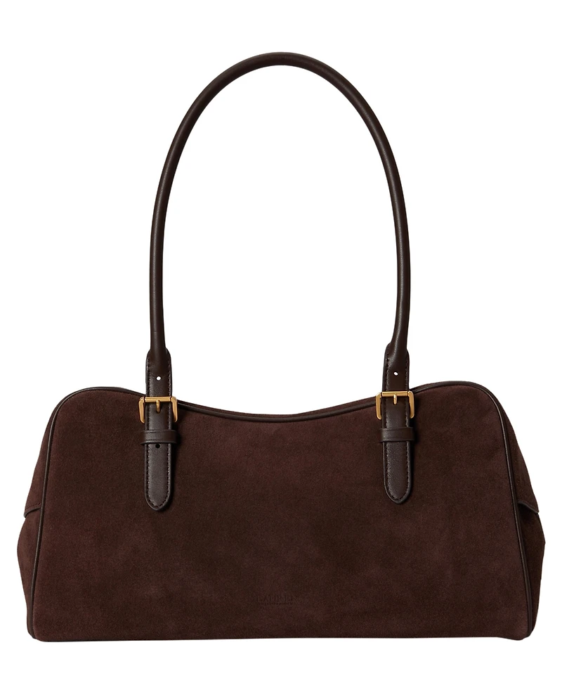 Lauren Ralph Lauren Marcy Zipper Leather Charms Large Satchel Handbag