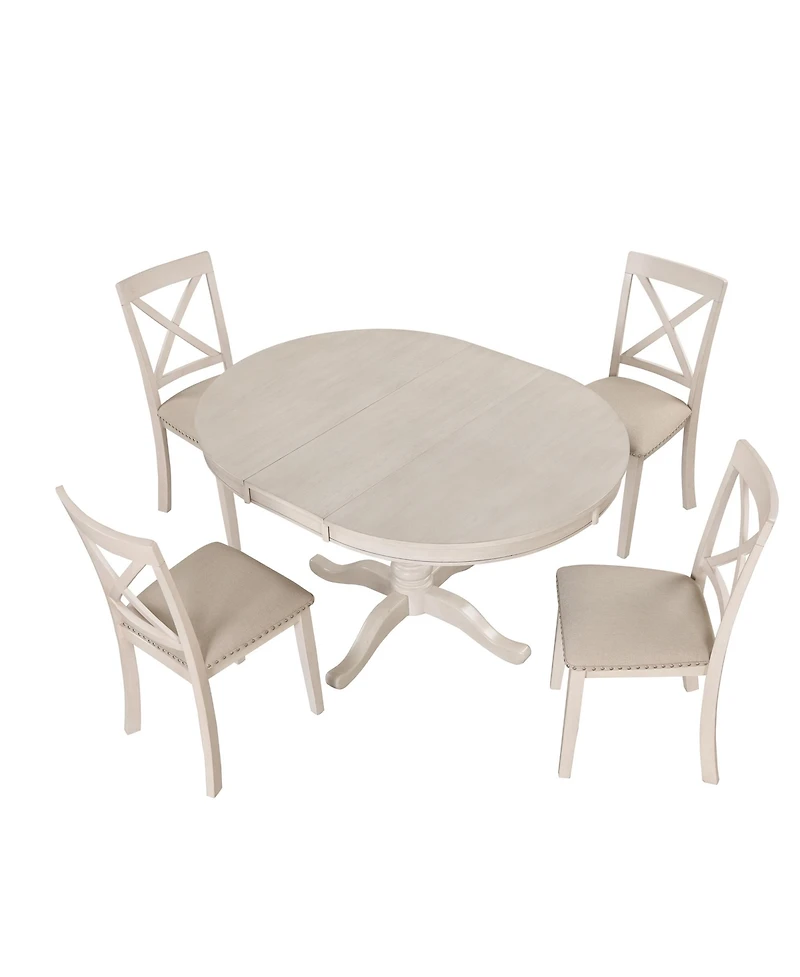 Boyel Living Modern Dining Table Set for 4,Round Table and 4 Kitchen Room Chairs,5 Piece Kitchen Table Set