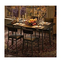 homfan Dining Table Set for 4 - Kitchen with Upholstered Pu Cushioned Chairs, Wood-Grain Top and Metal Frame, Space-Saving Industrial Design