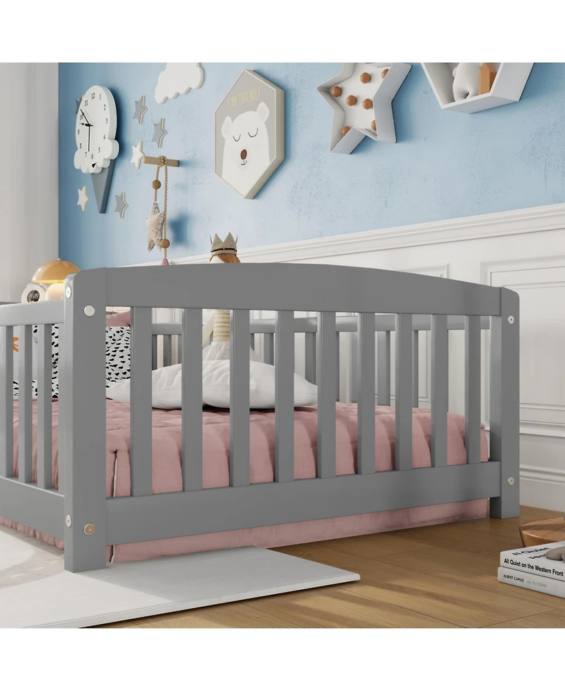 Rainsken Floor Bed with Rails, Montessori Floor Bed, Central Entrance