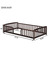 Rainsken Floor Bed with Rails, Montessori Bed, Central Entrance