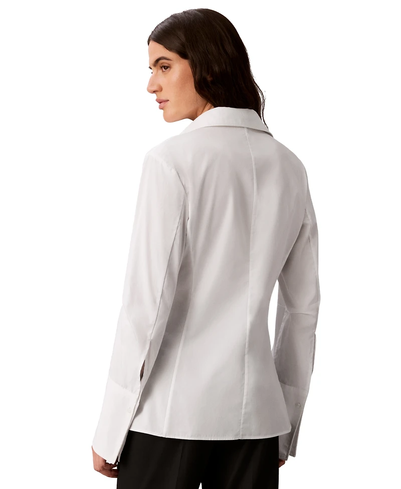 Calvin Klein Petite Button-Front Collared Shirt
