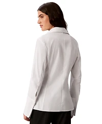 Calvin Klein Petite Button-Front Collared Shirt