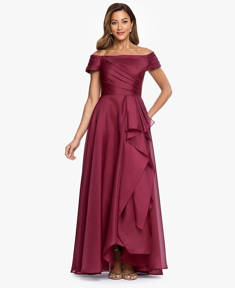 Xscape Women's Embroidered Floral Off-The-Shoulder Ball Gown