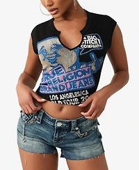 True Religion Women's Rib Notch Buddha T-Shirt