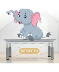 homfan 47 Inch Height Adjustable Kids Table and 6 Chair Set with Non-Slip Legs and Graffiti Desktop