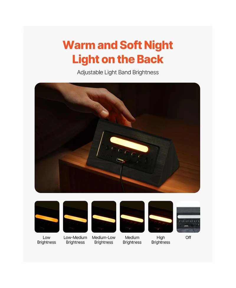 Neewer Digital Alarm Clock, Wooden Desk Clock with Dual Alarm, Usb Port, Snooze, Night Light, Voice Control, Adjustable Volume, Bedside Desktop Clock