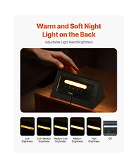 Neewer Digital Alarm Clock, Wooden Desk Clock with Dual Alarm, Usb Port, Snooze, Night Light, Voice Control, Adjustable Volume, Bedside Desktop Clock