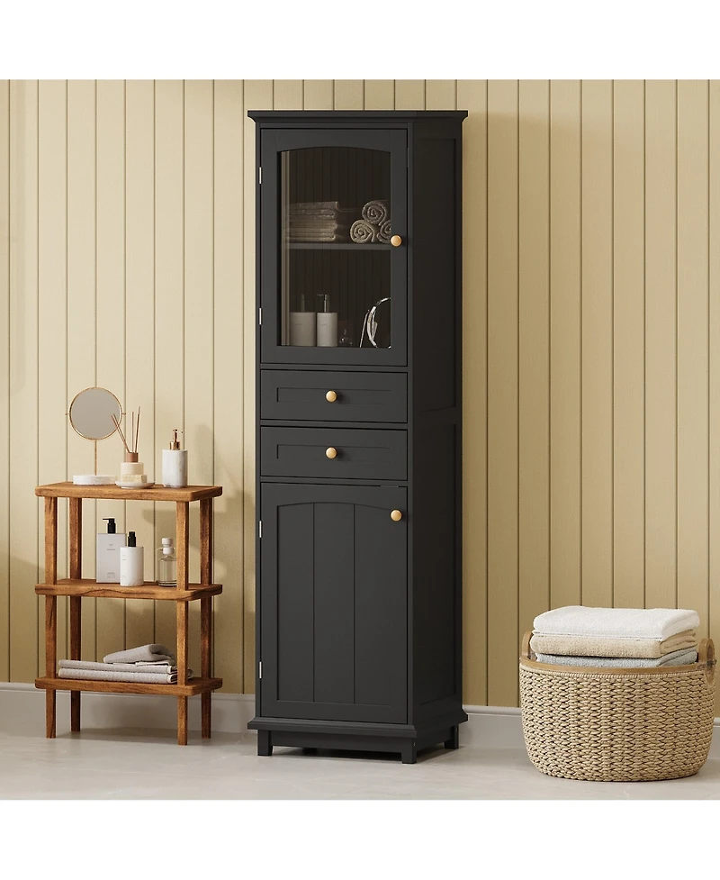 Phying 63 Inch Tall Bathroom Storage Cabinet Free Standing Cabinet Modern Display Organizer Cabinet for Home Bathroom Living Room Entryway