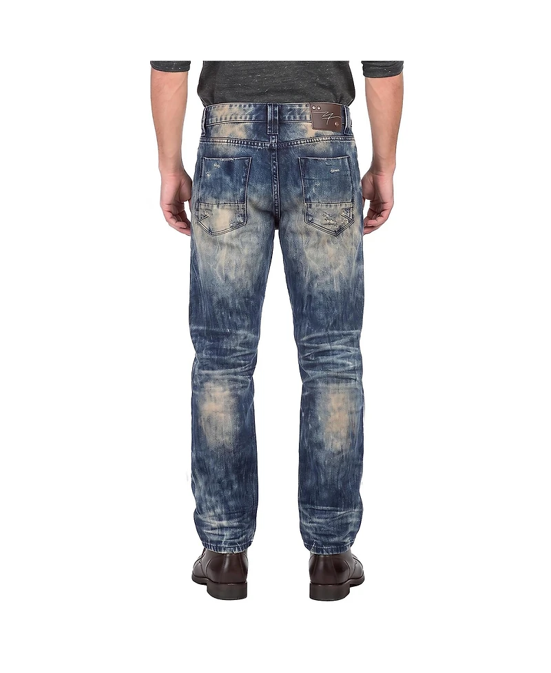 Level 7 Men's Relaxed Straight Fashion Washed Jeans