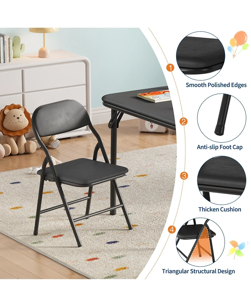 homfan 5 Piece Folding Kids Table and Chairs Set Children's Activity