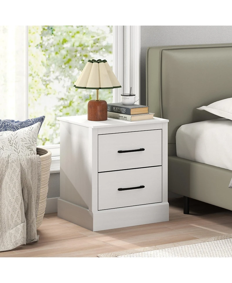 Slickblue Wood Compact Floor Nightstand with Storage Drawers
