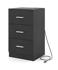 Slickblue Nightstand with Charging Station and 3 Storage Drawers Bedside Table