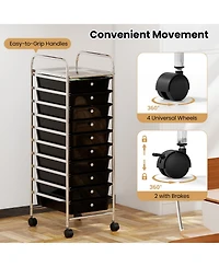 Slickblue Rolling Organizer Cart with 10 Drawers, Metal Frame and Universal Wheels