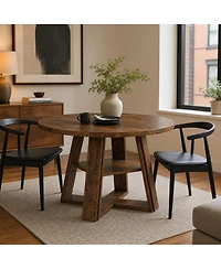 gaomon Farmhouse 43'' Round Dining Table with Sturdy Wooden Pedestal