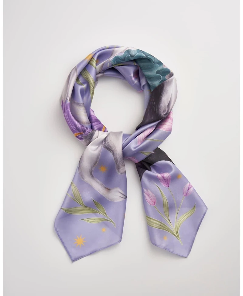 Fable England Women's Catherine Rowe Pet Portraits Frenchie Silk Square Scarf