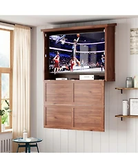homfan Outdoor Tv Cabinet - Wall-Mounted Enclosure for TVs, Dual-Arm Steel Bracket, Weatherproof for Covered Patio and Pergola