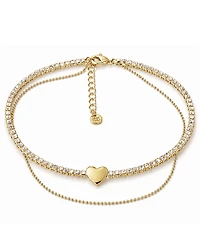 And Now This Crystal & Heart Double Row Ankle Bracelet