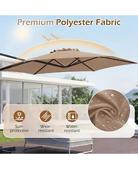 Gymax 10 Feet Outdoor Cantilever Umbrella with 360-Degree Rotation Air Vent Cross Base Included Patio