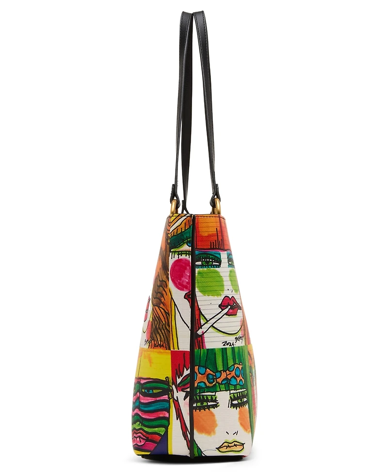 Betsey Johnson Faces Artwork Large Tote Handbag