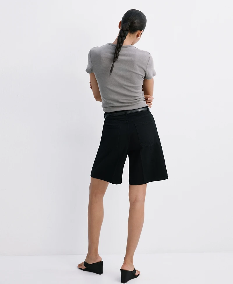 Mango Women's High-Waist Straight-Fit Denim Shorts