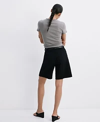 Mango Women's High-Waist Straight-Fit Denim Shorts