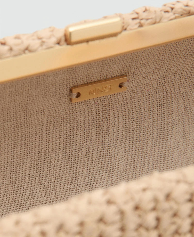 Mango Women's Bead Detail Natural Fiber Shoulder Bag
