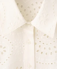 Mango Women's Openwork Embroidery Cotton Shirt