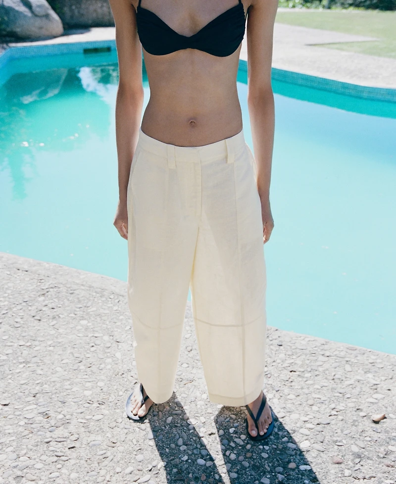 Mango Women's Linen Balloon Pants