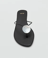 Mango Women's Shell Detail Leather Sandals