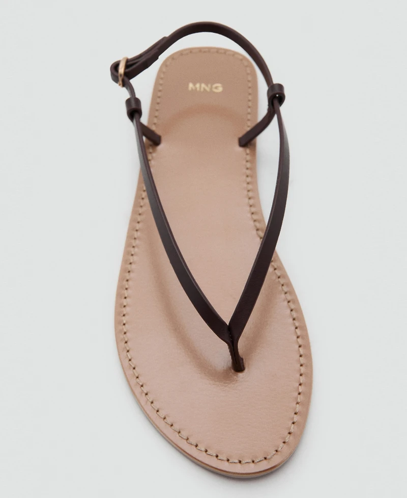 Mango Women's Wide Strap Leather Sandals