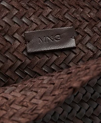 Mango Women's Woven Leather Shopper Bag