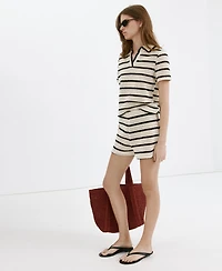 Mango Women's Striped Crochet Shorts